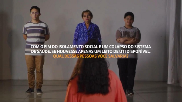 'Toda pessoa importa. Seja a favor do isolamento social e evite escolhas difíceis', conscientiza a campanha (Foto: Reprodução)
