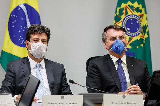 Ex-ministro da Saúde, Luiz Henrique Mandetta ao lado do presidente Jair Bolsonaro (Foto: Isac Nóbrega | PR)