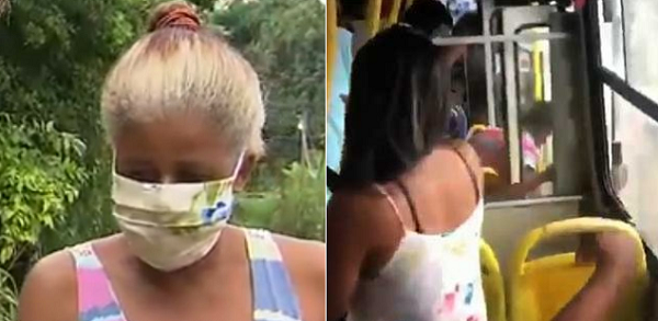 Jovem que foi espancada e expulsa de um ônibus em Salvador pelo fato de ter retirado a máscara de proteção (Foto: Montagem | Redação)