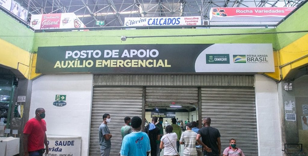 Ponto de apoio instalado no Centro Comercial (Feira), em funcionamento na antiga Cesta do Povo (Foto: Reprodução | Ascom | PMC)