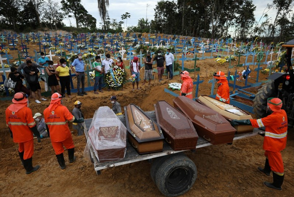 Brasil é o terceiro país com mais mortos pelo vírus, atrás apenas dos Estados Unidos e do Reino Unido (Foto: Reprodução)