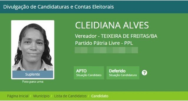 Cleidiane Alves Mendes de Oliveira, 33 anos se candidatou, mas não venceu a eleição de 2016 (Foto: Reprodução)