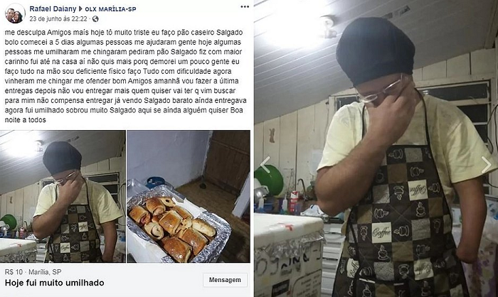 Comerciante de Marília desabafa na web humilhação por cliente (Foto: Reprodução | Facebook)