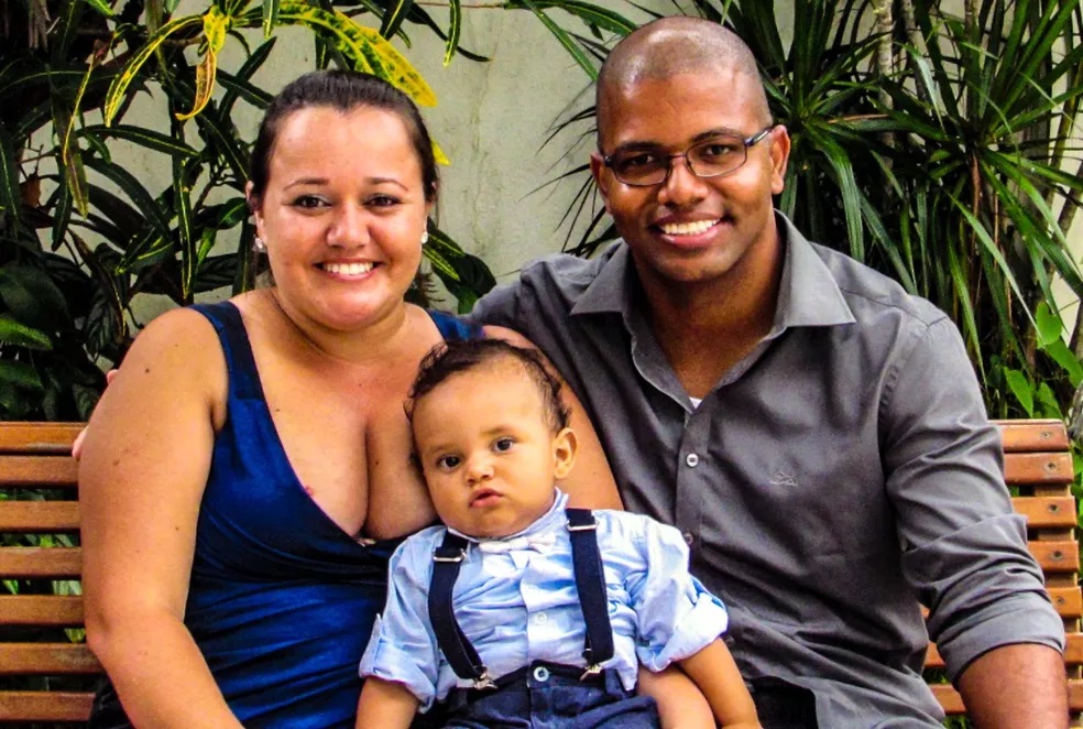 Luana junto com marido e filho de seis anos — Foto: Lucas Felipe/ Arquivo Pessoal 