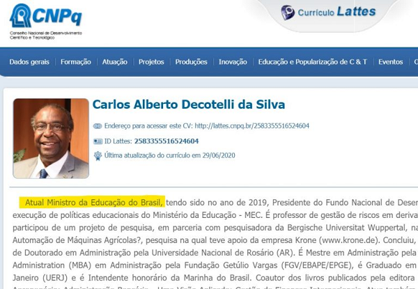Carlos Alberto Decotelli CNPq (Foto: Reprodução)