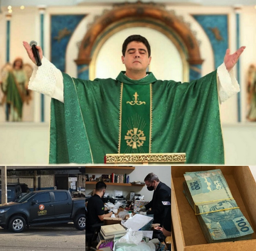 Padre Robson de Oliveira Pereira, de 46 anos, investigado por lavagem de dinheiro (Foto: Reprodução | Montagem)