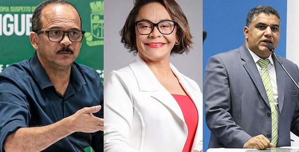 Candidatos à prefeitura de Camaçari, Elinaldo Araújo (DEM), Ivoneide Caetano (PT), E Oziel Araújo (PDT) (Foto: Redação | CFF)