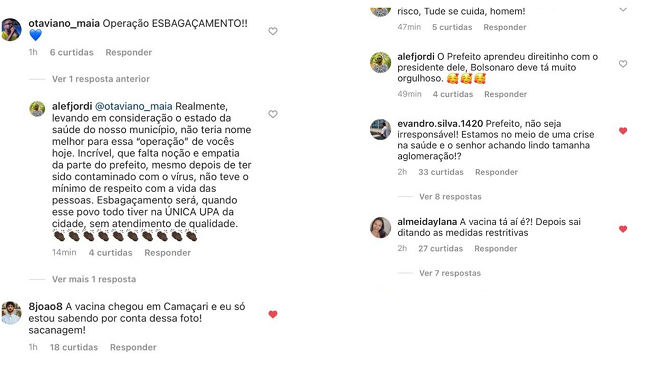 Diversos internautas indignados condenaram o comportamento dos participantes da carreata e rebateram o comentário imaturo de Otaviano Maia (Foto: Print | Rede Social)