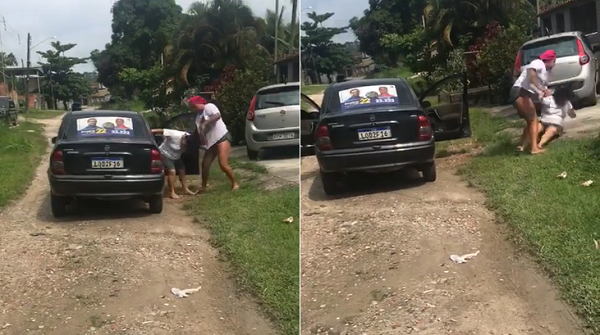 Mulher é barbaramente agredida por outra que não gostou de, supostamente, saber em quem a vítima teria votado (Foto: Print | Vídeo)