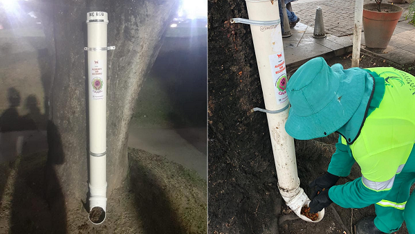 Iniciativa do Gaarc consiste na montagem e instalação de comedouros em PVC, para cães e gatos, que podem ser abastecidos pela população (Foto: Divulgação)
