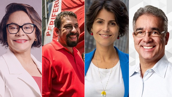 Candidatos de esquerda crescem em várias cidades do país. Ivoneide Caetano (PT), Guilherme Boulos (PSOL), Manuela d’Ávila (PCdoB) e Zé Neto (PT) (Foto: Montagem | CFF)