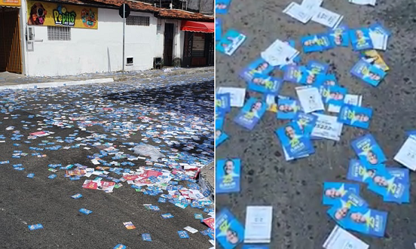 Além de ser poluição visual e sujar as ruas, o ato de fazer campanha eleitoral no dia da eleição, conhecido como 'boca de urna' é crime eleitoral, tipificado pela lei lei nº 9.504/97 (Foto: Cedida | Leitor)