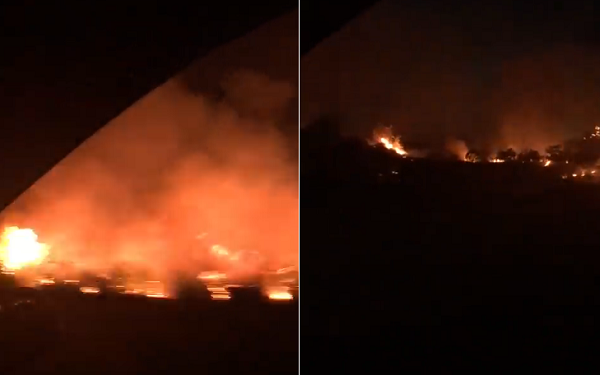 Incêndio de grande proporção em área de vegetação próximo à rotatória da Ford (Foto: Montagem | Redação CFF)