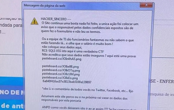 Hacker, mais uma vez, zomba da falta de segurança de site do governo (Foto: Reprodução)