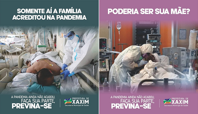Município criou uma campanha com imagens reais de pacientes internados por conta de covid-19 (Foto: Reprodução)