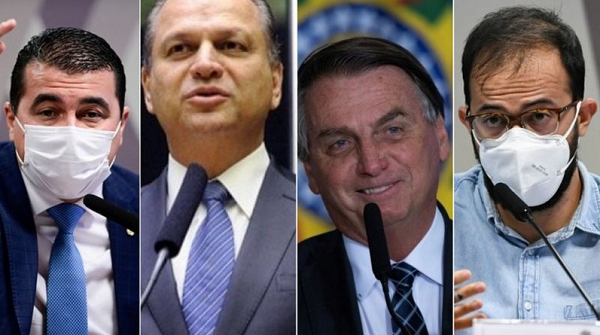 Luis Carlos Miranda, Ricardo Barros, Jair Bolsonaro e Luis Ricardo Miranda (Foto: Agência Senado | Reuters | Câmara dos Deputados)