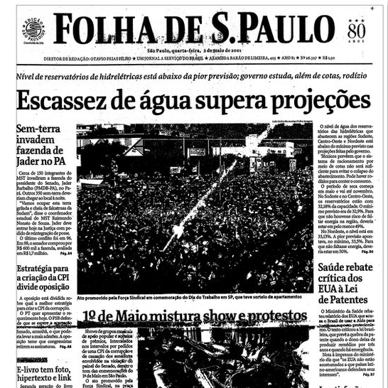 Em maio de 2001, falta de chuvas afetava o setor (Foto: Reprodução/Acervo Folha)
