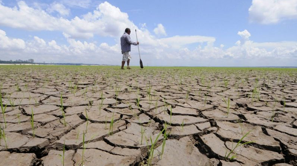Um brasileiro cruza o fundo lamacento do Rio Negro, um importante afluente do rio Amazonas, na cidade de Manaus, em 26 de outubro de 2010. Uma forte seca fez com que o nível dos rios na região amazônica do Brasil atingisse níveis recordes, deixando comunidades isoladas dependente de ajuda de emergência e milhares de barcos encalhados em leitos de rios ressecados (Foto: REUTERS/Euzivaldo Queiroz)