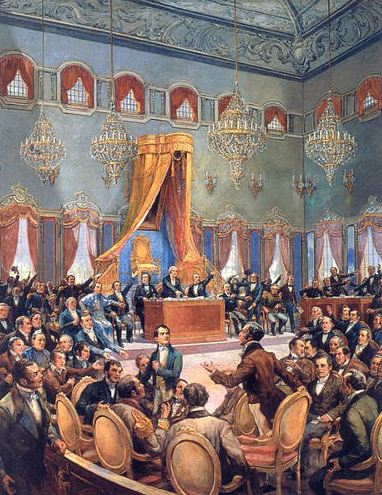 Pintura de Oscar Pereira da Silva, que retrata uma sessão das Cortes Gerais portuguesas (Foto: Commons)