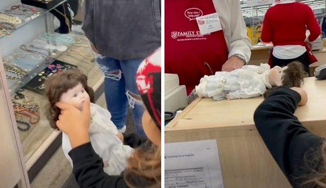 Ava se encantou por Susie durante as compras com a mãe porque a boneca parece assombrada (Foto: Reprodução/TikTok/@sweet_haze0810)