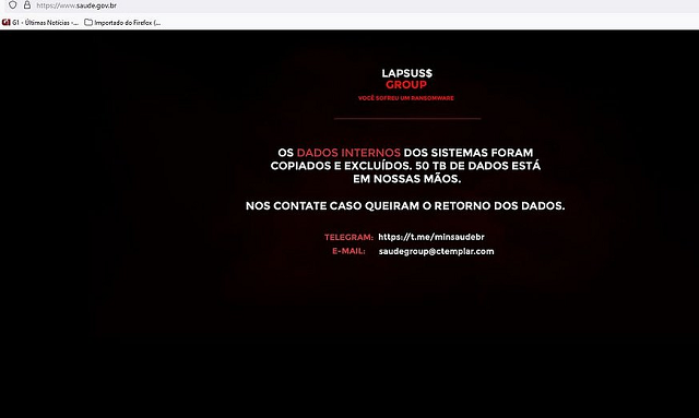 O Lapsus$ Group assumiu a autoria do ataque cibernético (Foto: Reprodução)