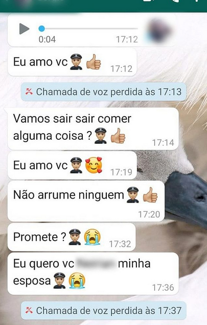 Mesmo após a separação, o policial insistia em mensagens e ligações (Foto: Reprodução)