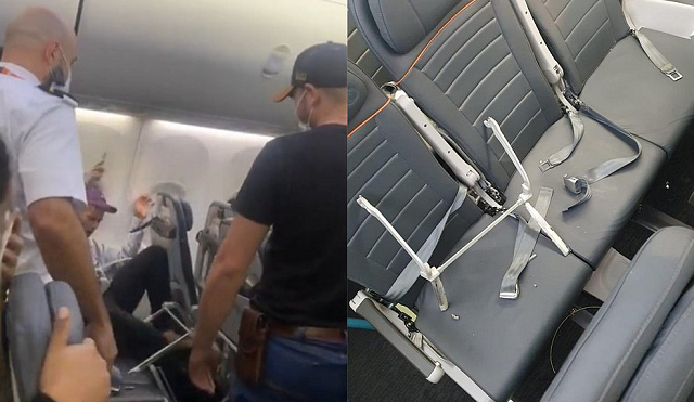 Ele precisou ser contido por outros tripulantes, que ficaram com medo da reação do rapaz (Foto: Reprodução)