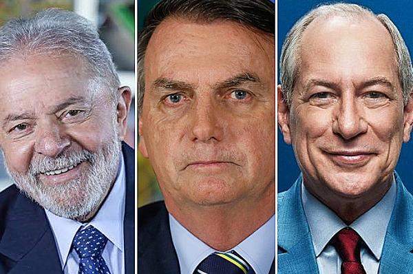 Lula, Ciro Gomes e Jair Bolsonaro: os três candidatos mais bem colocados nas pesquisas de intenção de voto (Foto: Reprodução)