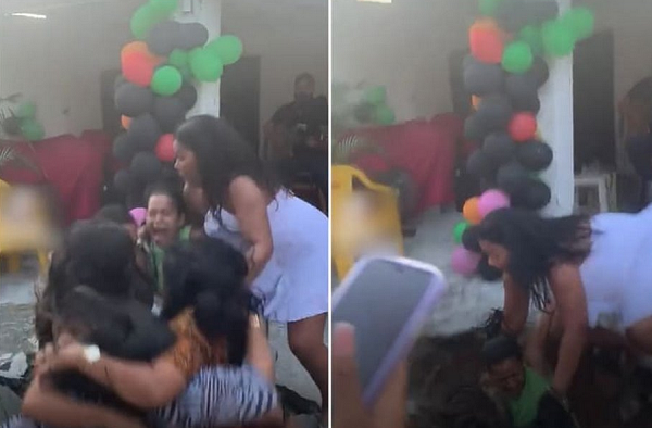 As mulheres estavam reunidas para celebrar o aniversário de uma delas e o episódio aconteceu na cidade baiana de Alagoinhas (Foto: Reprodução) As mulheres estavam reunidas para celebrar o aniversário de uma delas e o episódio aconteceu na cidade baiana de Alagoinhas (Foto: Reprodução)