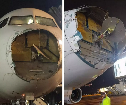 Comandante do avião teve de fazer uma rota e pousaram em Foz do Iguaçu, no Brasil, após a forte tempestade (Foto: Reprodução)