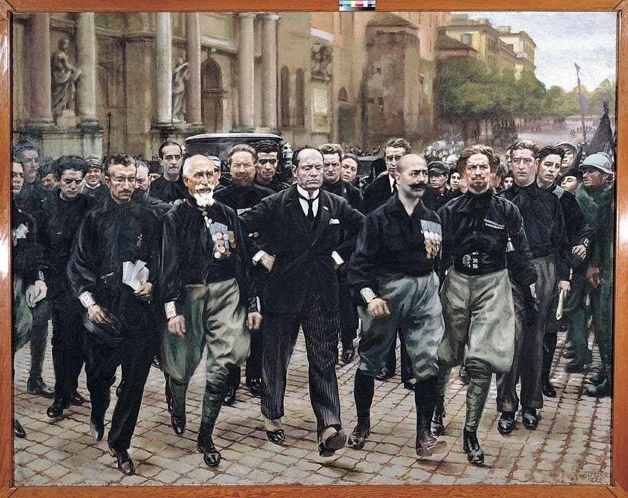 Giacomo Balla, Marcia su Roma (retro), 1932 e il 1935, olio su tela, Torino, Pinacoteca Giovanni e Marella Agnelli.