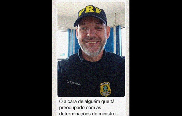 Policial rodoviário federal Adalberto Alfredo Schumann ironizou determinação do TSE (Foto: Reprodução/Whatsapp/Revista Piauí)