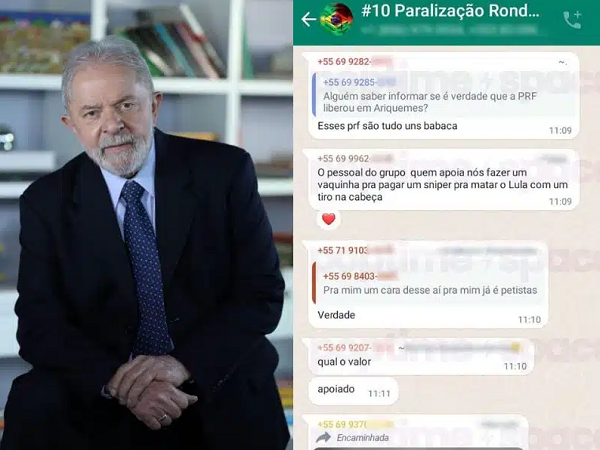 As imagens das mensagens foram enviadas para as autoridades competentes com os nomes e números dos integrantes envolvidos na conversa divulgada (Foto: Reprodução)