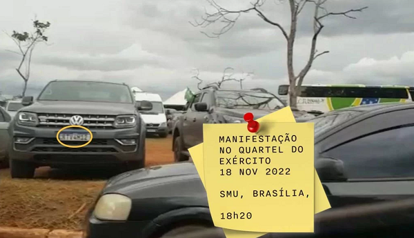 Horas depois na manifestação no quartel-general do Exercito (Foto: Reprodução/Metrópoles)