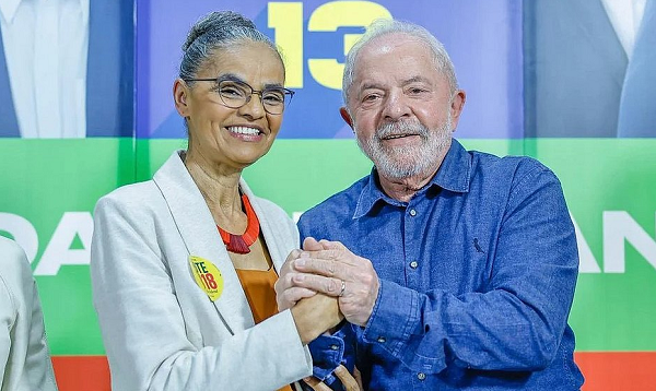 Deputada federal eleita por São Paulo, Marina Silva, e o presidente eleito, Luiz Inácio Lula da Silva (Foto: Reprodução)