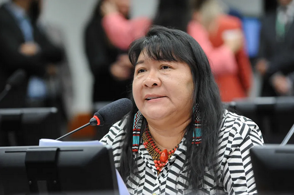 Joênia Wapichana combateu projetos de Bolsonaro para liberar mineração em terras indígenas (Foto: Billy Boss/Câmara dos Deputados)