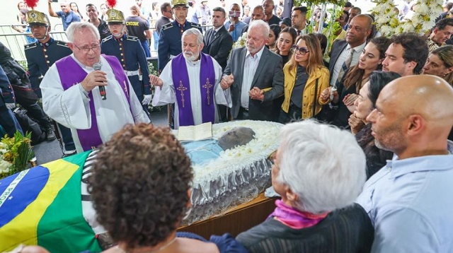Lula e Janja no velório do Rei Pelé (Foto: Ricardo Stuckert)