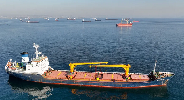Navios comerciais que fazem parte do acordo de grãos do Mar Negro (Foto: REUTERS/Mehmet Emin Calsikan)