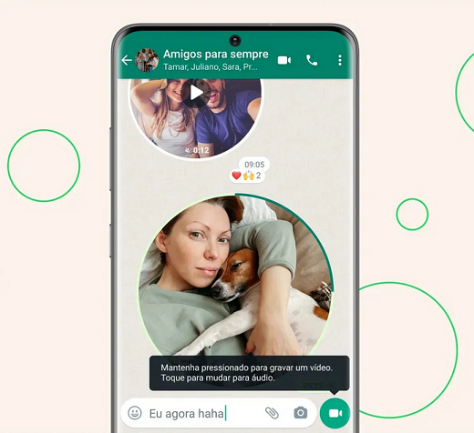 O vídeo é exibido em formato redondo dentro da conversa (Foto: Divulgação/WhatsApp)