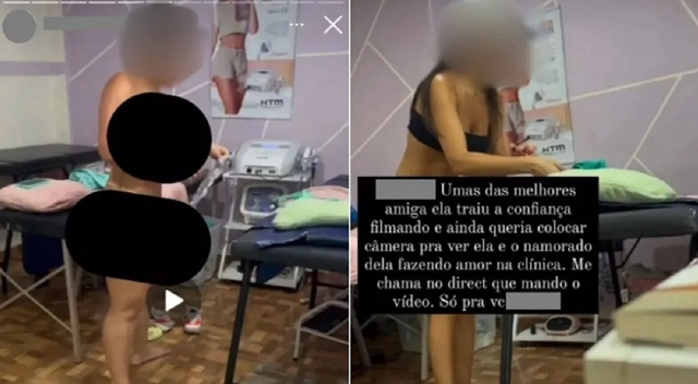 É possível ver várias clientes nuas enquanto tiram ou trocam de roupa esperando os procedimentos iniciarem (Foto: Reprodução)