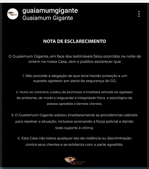 Nota do restaurante Guaiamon Gigante (Foto: Reprodução/@guaiamongigante) Nota do restaurante Guaiamon Gigante (Foto: Reprodução/@guaiamongigante)