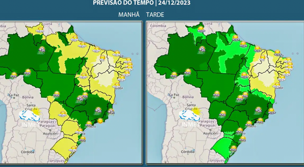 Previsão do tempo para o Natal (Foto: Inmet/Reprodução)