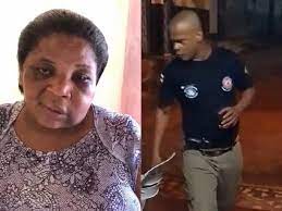 Mulher foi colocada na viatura após a situação no bar - Foto: Reprodução - Redes Sociais