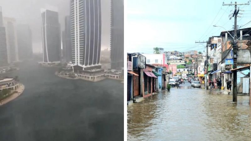 Nesta semana, a cidade futurista registrou uma chuva histórica em 75 anos - Reprodução / X e Dinaldo Silva/BNEWS