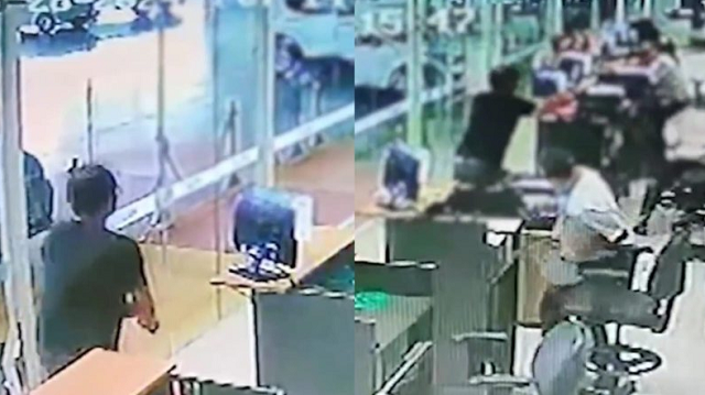Imagens de uma câmera de segurança instalada no local flagraram o crime (Foto: Divulgação Reprodução/Câmera de segurança)