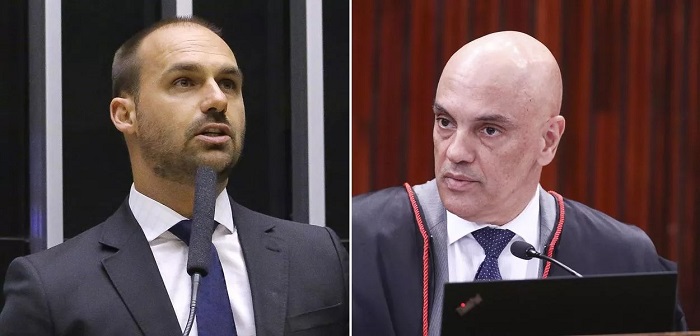 Eduardo Bolsonaro e Alexandre de Moraes (Foto: Paulo Sérgio/Câmara dos Deputados / LR Moreira/Secom/TSE)
