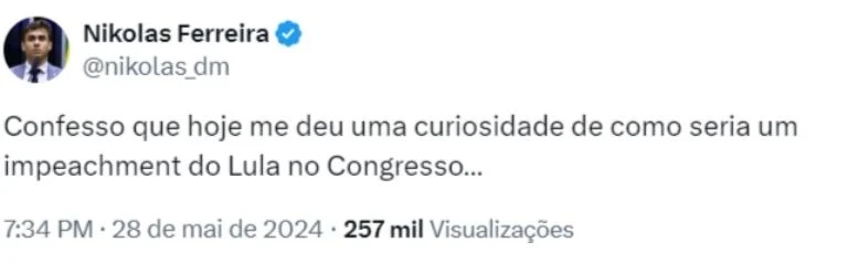 Tuite de Nikolas Ferreira