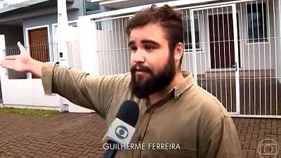 Guilherme Ferreira, de 47 anos, flagrado em venda ilegal de doações de água no RS. Créditos: Reprodução de vídeo/X