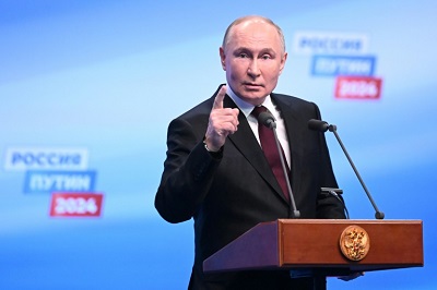 O presidente russo Vladimir Putin em Moscou, em 18 de março de 2024 - POOL/AFP