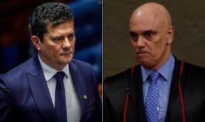 Sergio Moro e Alexandre de Moraes: comunicação ao Senado sobre decisão do Supremo — Foto: Fotos de Brenno Carvalho/Ag.O Globo